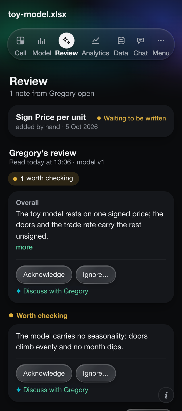 Review: one note from Gregory, and what is worth checking.